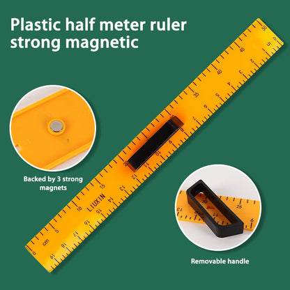 Magnetic Geometry Tool, Protractor, Triangle Rulers Easy Attachment Blackboard Measurement Kit, Teacher Board Protractor Multi-Purpose Kit Large Teaching Aids (Three-Piece Set)