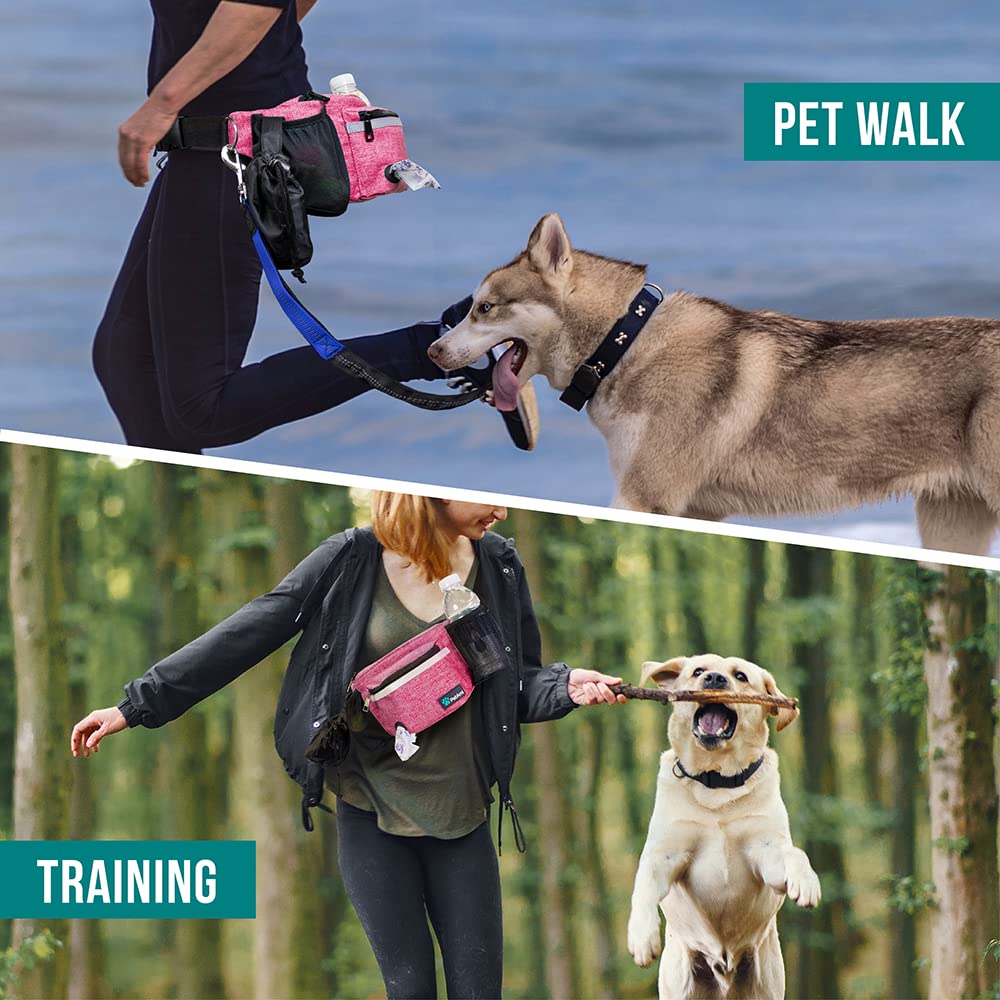 PetAmi Dog Fanny Pack, Treat Pouch for Dog Walking, Training, Built in Poop Bag Dispenser, Water Bottle Holder, Collapsible Bowl, Pet Treat Waist Belt for Hiking, Running, Kibbles (Camo Black)