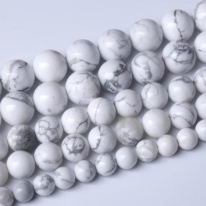 6mm Natural White Howlite Beads Round Gemstone Loose Beads for Jewelry Making (58-62pcs/strand)