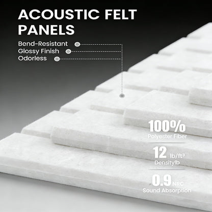 Slat Felt Wall Tiles (12 Pack) - 11.8"x11.8" Self-Adhesive Bulletin Board for Wall, Acoustic Panels for Sound Dampening, Modern Black Pin Board, Home Office Decor (30x30cm)