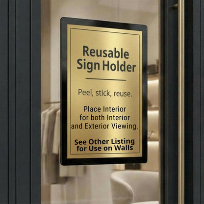 Fodeez Letter-Size 8.5 x 11 Adhesive Interior for Exterior Viewing Frames - Reusable Sticker Holder Display for Windows & Doors, Paper Holder, Dry Erase, Non Acylic & Non Magnetic - Black, Pack of 5