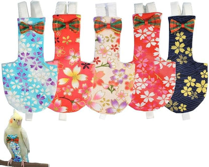 5pcs Bird Diaper Cute Printed Parrot Flight Suit Parrot Nappy Reusable Pigeon Pants Cockatiel Clothes for Parakeet Mini Macaw Budgie Canary for Indoor Outdoor - color1 XL