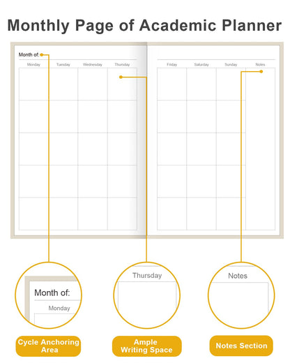 Academic Planner for 2026-2027 or Anytime – 5.8" x 8.5" Undated Weekly Student Planner For Homeschool, High School, College & Nursing Students, 200 Pages, Beige