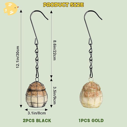 3PCS Bird Nesting Material, Refillable Hummingbird Nesters Cage Holder with Wool Material for Wild Birds Nesting Station, Nesting Balls for Bird Lover Gifts, Bird Watching Gifts for Outdoor Patio