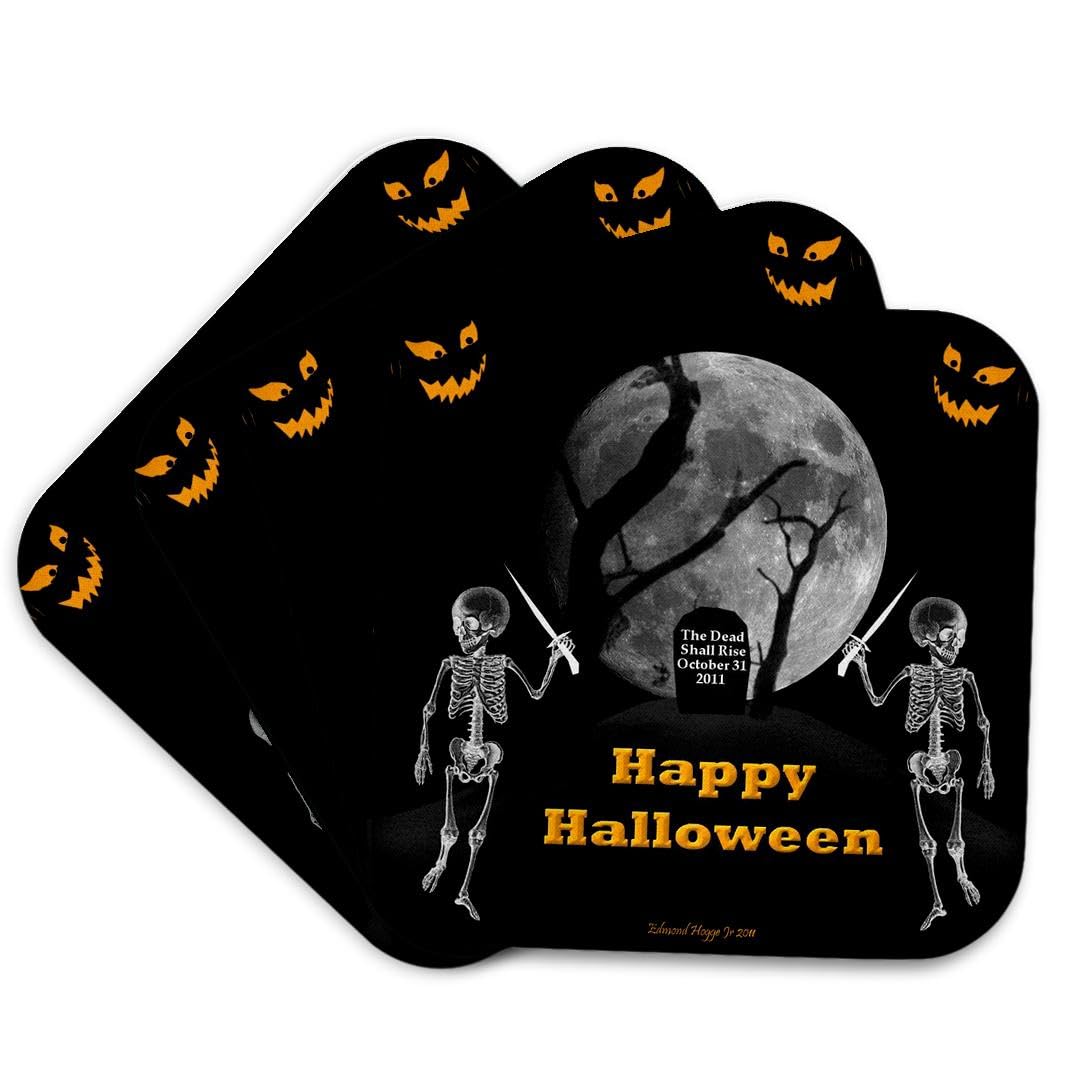 3dRose Happy Halloween Set of 4 Coasters - Soft