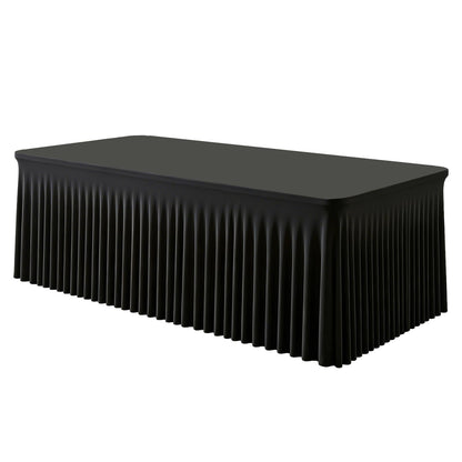 GEWONELIFE Black Rectangle Spandex Tablecloth, Fitted Stretch Table Cover for 6FT Rectangular Tables, Wrinkle-Free Elastic Table Skirt for Graduation Wedding Party Banquet Birthday Buffet Restaurant