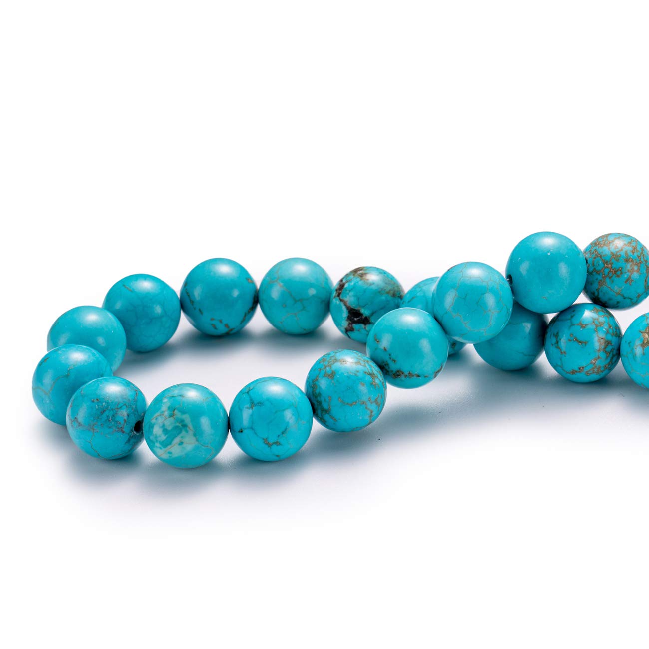 BEADIA Natural Blue Turquoise Stone Round Loose Semi Gemstone Beads for Jewelry Making 6MM 61PCS