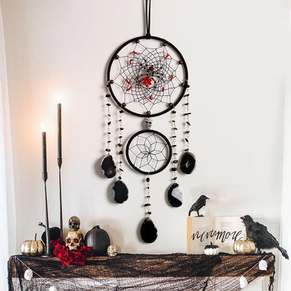 Spider Dream Catchers Black Gothic Dream Catcher Wall Hangings Vintage Crystal Suncatcher Hanging Window Panel Ornaments for Adults Boys