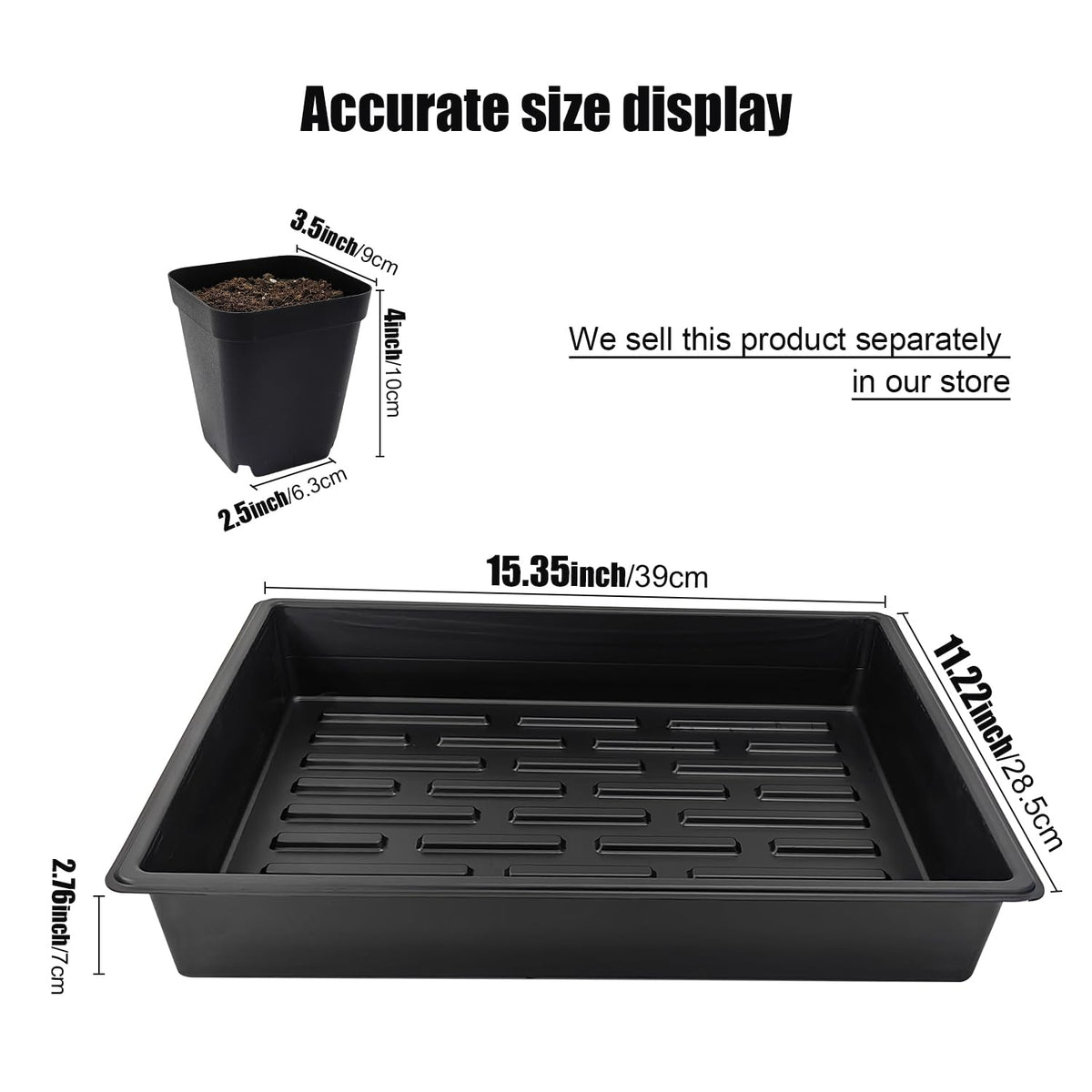 RooTrimmer 3.5 inch (9CM) Square Nursery Pots 60pcs, Sturdy Seedlings Trays 5 Pcs, Seeds Starter Germination Tray, Microgreenings Planter Nursery Propagation 5 Sets