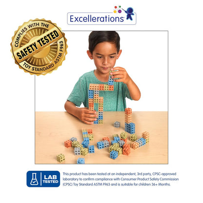 Excellerations Natural Tones Grid Linking Cubes - 200 Pieces