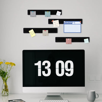 GoTiling Cork Board for Walls - 8 Pack Felt Pin Board Bar Strips - Self-Adhesive Lightweight Bulletin Board - Cork Board for Office with 40 Push Pins No Damage for Wall (Light Grey)