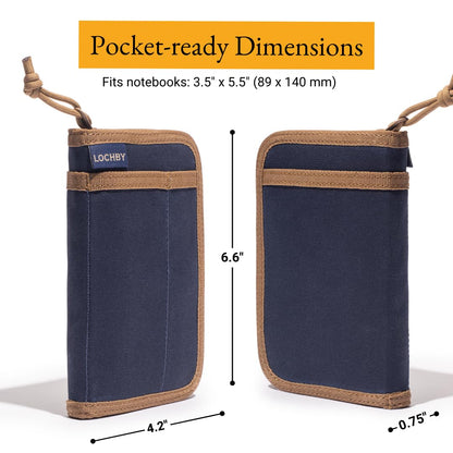 LOCHBY® Pocket Journal | Tomoe River 3.5" x 5.5" Notebook | Waxed Canvas | Ideal for Travelers & Daily Use, Fits Field Notes, Moleskine Cahier