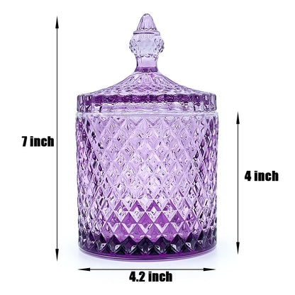 YILUSHENGHUA Colorful Glass Jar With Lid,Crystal Candy Dish,Cookie Jars,Purple Halloween Candy Bowl,Buffet Biscuit Containers,Decorative Jar(Large-PInk Purple)