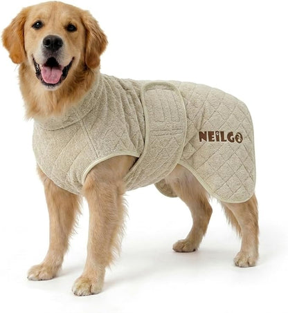 Fast Drying Double-Layer Dog Robe, 720g Heavyweight Dog Bathrobe, Super Absorbent Dog Towels for Drying Large Dogs, Bamboo Cotton Warm Dog Pajamas, Light Green