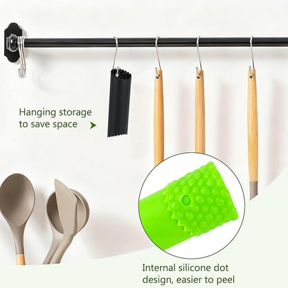 2Pack Garlic Peelers, 5.12 Inches Silicone Garlic Skin Remover - Effortless Peeling for Kitchen Use, Black/Green