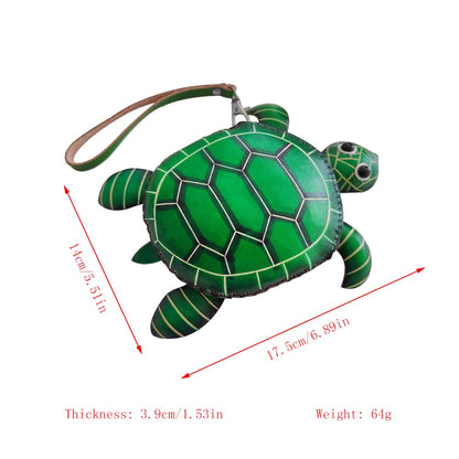 Yzikema 1 Pcs Leather Zipper Coin Purse Turtle Shaped Wallet, Wrist Bag,Coin Organizer, Change Holder,Card Case, Mini Leather Zipper Storage Bag for Women