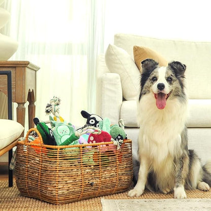 Green Sheep White Sheep Rope Toy for Dogs, Durable Plush Dog Chew Toy with Squeaker, Interactive Pet Toy for Small to Large Dogs, Tough & Recycle Cotton Rope Dog Toys