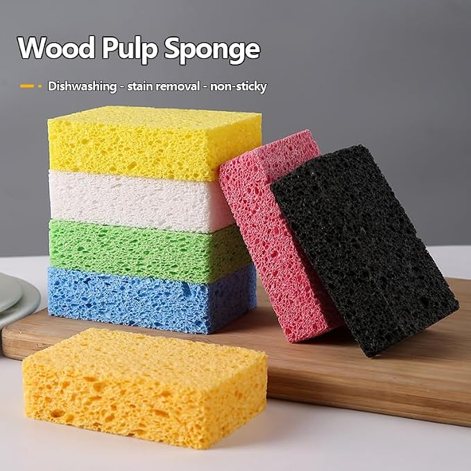 12 - Pack Non-Scratch Scrub Sponges - Sponges for Dishes and Washing Dishes, Cleaning Sponges for Kitchen Home Bathroom Cars, Funny Cut-Outs DIY for Kids (Green)
