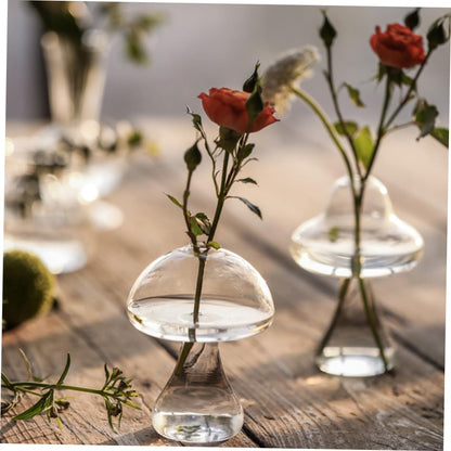 SOLUSTRE 2Pcs Mushroom Shaped Glass Vase Decorative Hydroponic Flower Pot for Home and Office Terrarium for Plant Propagation Stylish Indoor Decor