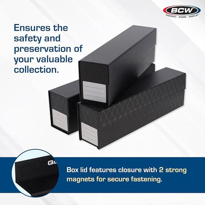 BCW QuickFold® Card Storage Boxes for Magnetics & Toploaders – 9 Pack | Trading Card Holder Box with Magnetic Closure | Easy Fold Assembly for Sports and TCG Cards