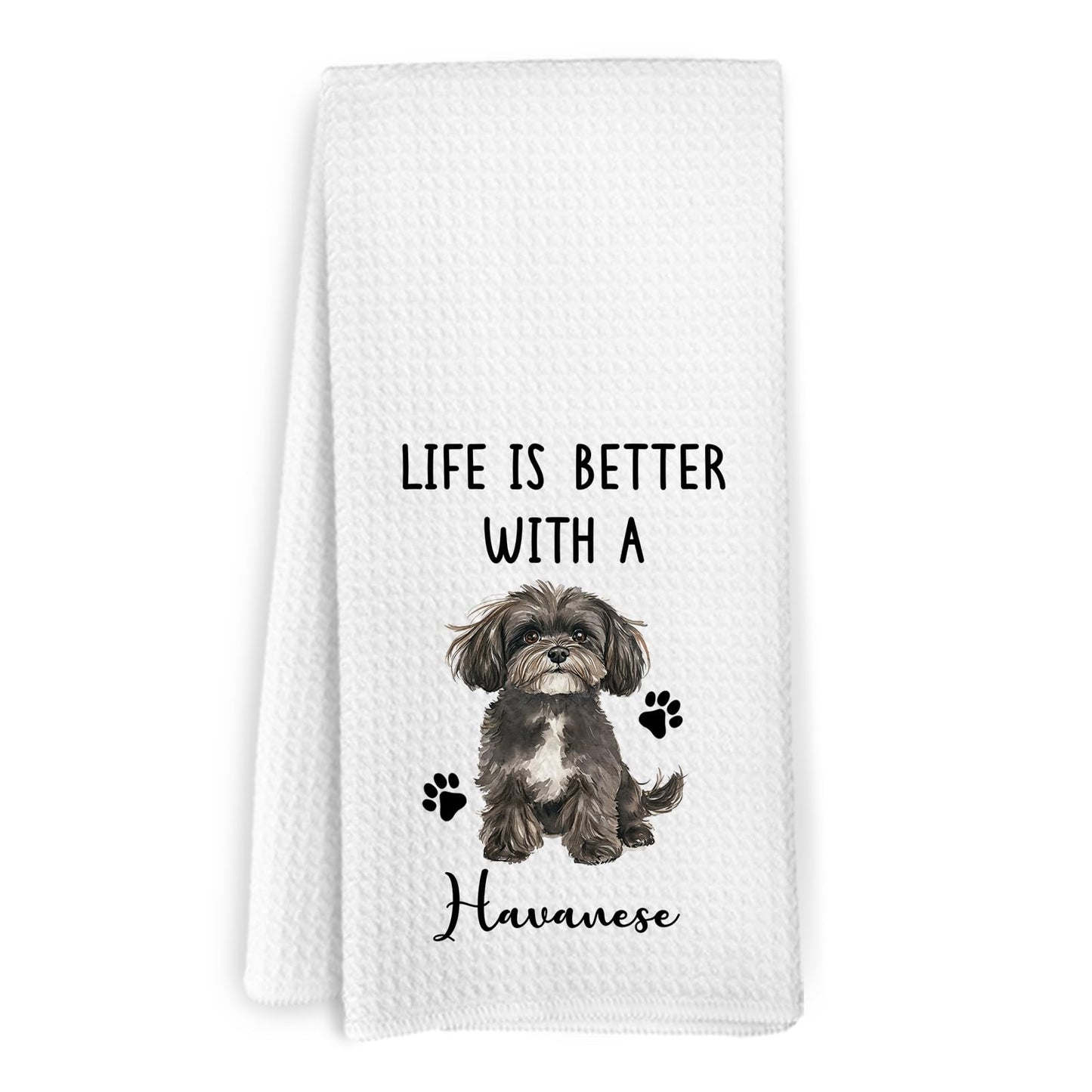 KFXHANGD Funny Havanese Dog Kitchen Towels Gifts for Women Men, Life is Better with a Havanese Dog Dish Towels, Dogs Puppy Themed Hand Tea Towel for Bathroom Kitchen Decor, Dogs Lover Gifts, 16x24 in