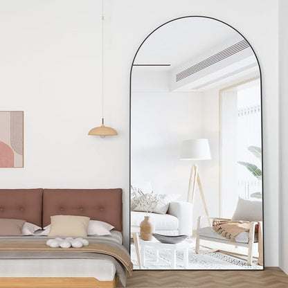 Arched Full Length Mirror Standing Mirror with Stand 78” x 38“ Large Wall Black Hanging Standing or Leaning Against The Wall for Bedroom Entryway