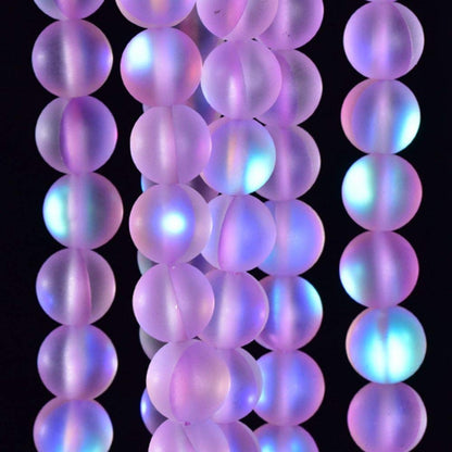 Asingeloo 60PCS 6mm Natural Light Purple Mystic Aura Quartz Gemstone Frosted Matte Titanium Round Loose Spacer Beads 15 inch Full Strand Crystal Healing Power Quartz