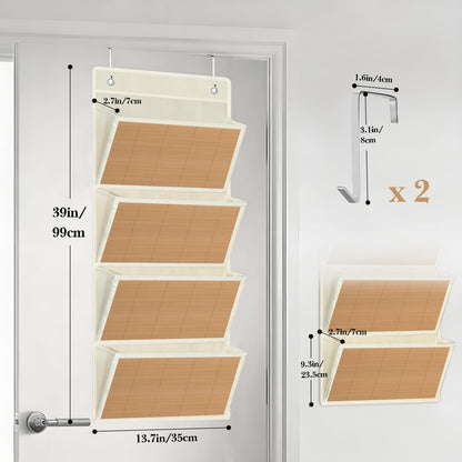 VERONLY Over the Door File Organizer - Hanging Wall Mounted File Folders Storage with 5 Extra Large Pockets for Home, 0ffice, Classroom,Chart Papers, Files, Letters,Planner, Documents (Beige)