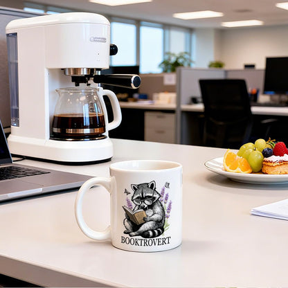 WHTYEFZ Booktrovert Coffee Mug, Cute Raccoon Theme Gifts for Raccoon Introverted Reader Book Lover Bibliophile Bookworm Homebody, Birthday Gifts for Book Club Member Librarian Avid Reader Bookworm