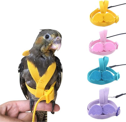 Bird Harness Parrot Leash -Adjustable Outdoor Flying Kit for Parrot Budgie Lovebird Cockatiel Macaw Parakeet (4 Pcs,XL)