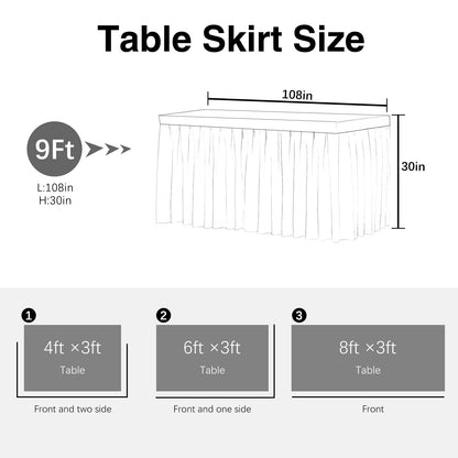 Pufogu Black Tulle Table Skirt 9ft Tutu Ruffled Chiffon Tablecloth For Rectangle Wedding Baby Shower Girls Birthday Party and Cake Dessert Table Decorations(Black, L9(ft), H30in)