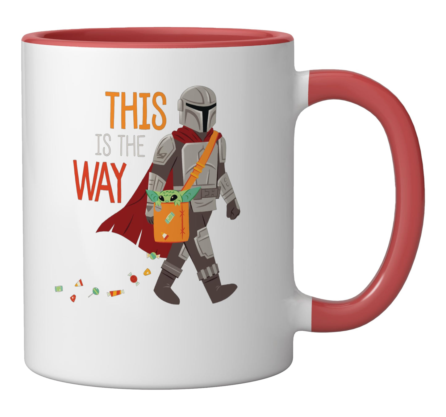 Star Wars The Mandalorian Grogu This is The Way Halloween Ceramic Mug, Red/White