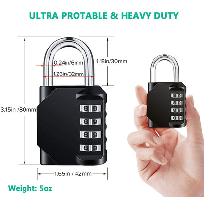 Combination Lock Resettable 4 Digit Padlock with Combination, AIHYTU Waterproof and Heavy Duty Combination Padlock Outdoor for School Gym Locker, Fence Gate, Toolbox, Employee Hasp Locker – 2 Pack