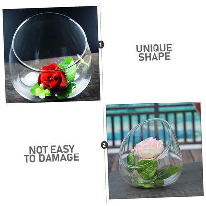 HOMOCONO 3pcs Slant Cut Glass Micro Landscape Bottle Ecological Terrarium Vase for Succulent Plants Desktop Tabletop Decoration