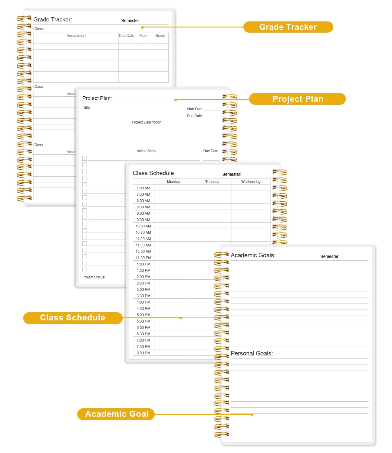Academic Planner for 2026-2027 or Anytime - Undated Weekly Student Planner For Homeschool, High School, College & Nursing Students, 200 Pages, 8.5" x 11", Green