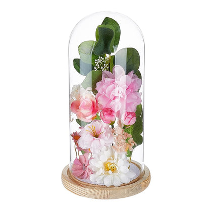 PH PandaHall Glass Cloche Display Dome 5.6x10.9inch Bell Jar Cover with Wooden Base Clear Terrarium Display Case Cloche Bottles Storage Decorative Centerpiece Stand for Flowers Succulent Home Decor