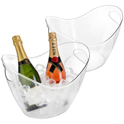 3.5L Ice Bucket for Parties 2 Pcs (in 1 Package), Portable Drink Bucket for Cocktail Bar, Plastic Champagne Cooler for Beverage/Wine/Beer, Mimosa Bar Supplies Chiller Tub with Scoop