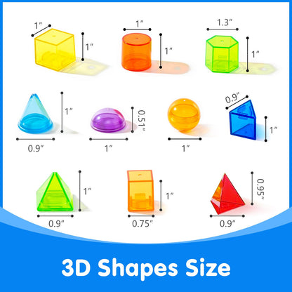 Odoorgames 60 Pcs 3D Shapes for Teaching - Light Table Manipulatives - Geometric Shapes for Classroom
