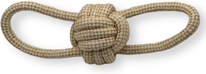 Natural Hemp Dog Rope Toy, Durable Chew and Tug Toy for Medium and Large Dogs, Biodegradable Dental Cleaning Pet Toy (Double Loop Ball)