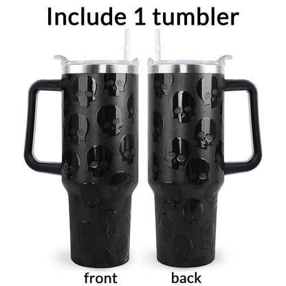 sxmluedn Goth Gifts Goth Tumbler Halloween Tumbler 40 Oz 3d-Printed Skull Gifts Cup For Women Men Spooky Skeleton Travel Mug with Handle Lid and Straw