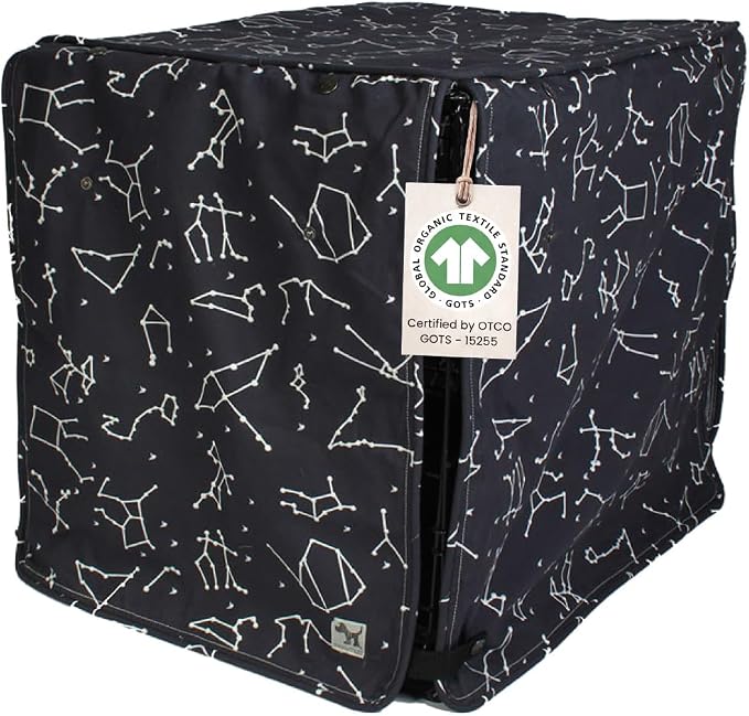 Molly Mutt Rocketman Dog Crate Cover, 100% Cotton Canvas Cover with 2 Roll-Up Panels, Ideal for Dog or Cat Crate, Durable, Washable, and Free of Harmful Chemicals, 36" x 24" x 27"