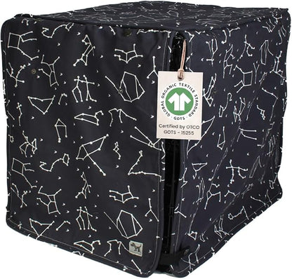 Molly Mutt Rocketman Dog Crate Cover, 100% Cotton Canvas Cover with 2 Roll-Up Panels, Ideal for Dog or Cat Crate, Durable, Washable, and Free of Harmful Chemicals, 30" x 21" x 24"