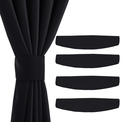 NICETOWN Magnetic Curtain Tiebacks - Modern Unique Upgraded Design Decorative Drape Tie Backs Holder for Window Draperies, No Tools Required (Black, 11.8 X 4 Inches, Set of 4)