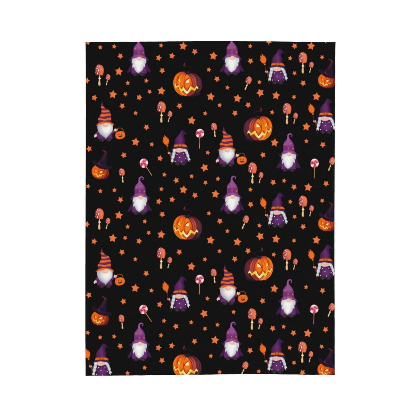Halloween Blanket Cute Gnome Pumpkin Black Blanket Halloween Lightweight Throw Blanket for Women Kids Soft Cozy Fleece Couch Living Room 40x50 inches