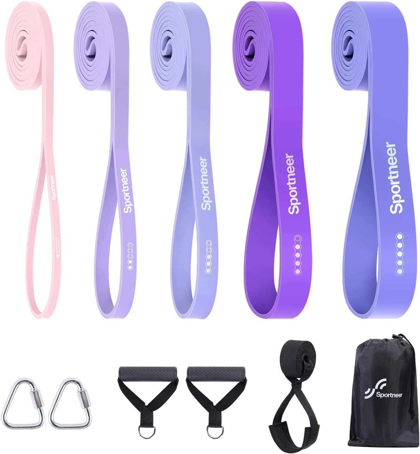 Resistance Bands for Working Out Women, Sportneer 5-130lb Exercise Bands 5 Levels Pull Up Bands with Handles & Door Anchor - Resistance Bands for Physical Therapy Stretching & Resistance Training