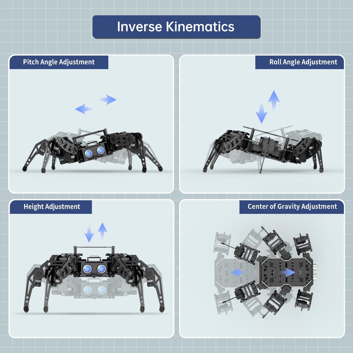 18DOF Hexapod Robot for Arduino Programming, Spider Walking Crawling Self-Balancing AI Vision Voice Control Obstacle Avoidance, STEM Education Open Source Robot with Tutorials, miniHexa Advanced Kit