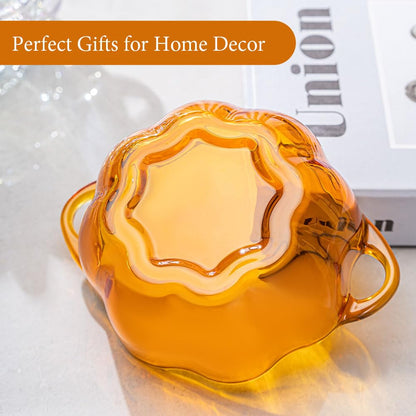 Gkesgm Pumpkin Shape Crystal Glass Candy Serves, Crystal Glassware, Perfect Storage & Decor,Thanksgiving Servers Dessert Plate Snack Bowl