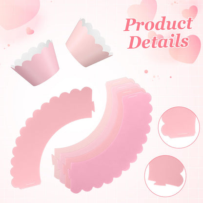 Vesici 100 Pcs Pink Cupcake Liner Pastel Cupcake Paper Wrappers Scalloped Baking Cups Bake Artistic Cake Cups Decoration for Mom Nurse Valentines Summer Wedding Birthday Tea Party Supplies