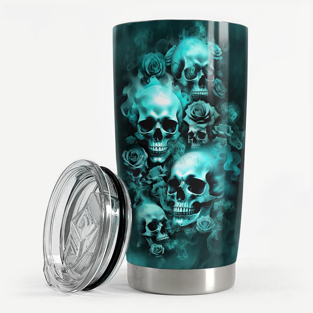 SANDJEST Skull Tumbler 20oz Stainless Steel Insulated Travel Mug Cup for Men Women Goth Gothic Gifts for Birthday Christmas Halloween