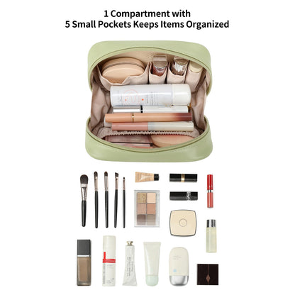 RIGHT AWAY Small Makeup Bag for Purse,Travel Cosmetic Bag Organizer for Women,Cute Make Up Pouch Waterproof Toiletry Bag with Zipper,Portable Makeup Case Skincare Bag for Travel Accessories(Green)